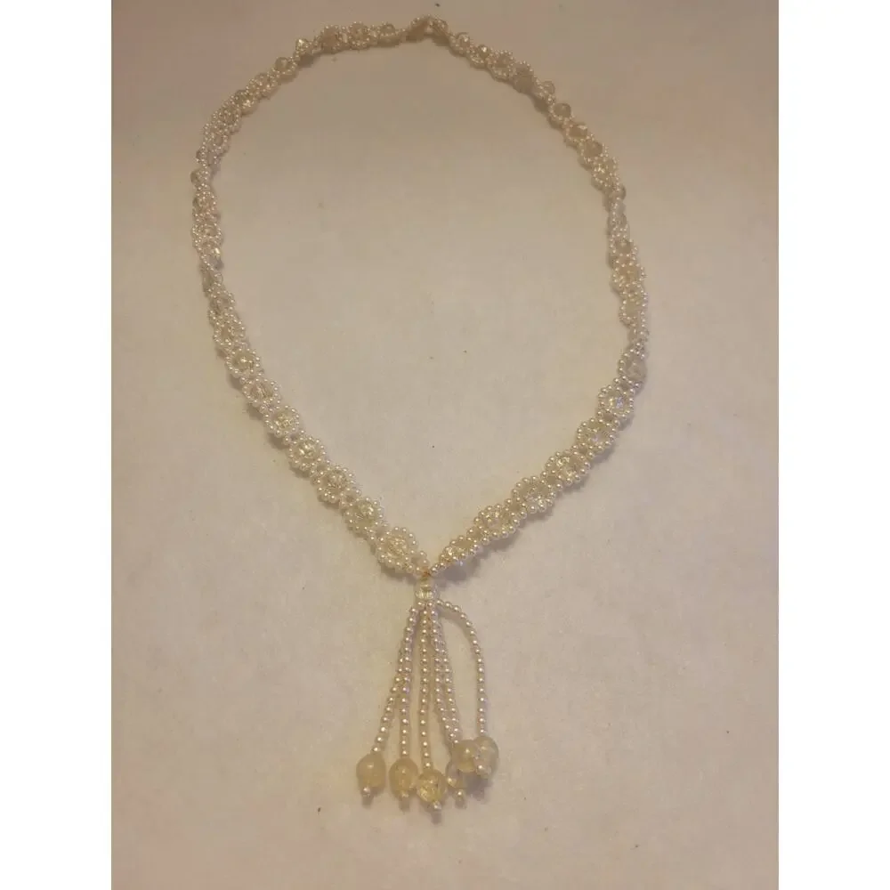 Necklace Tassel Drop Pendant Faux Pearl Beaded Elegant Statement Fashion Jewelry
